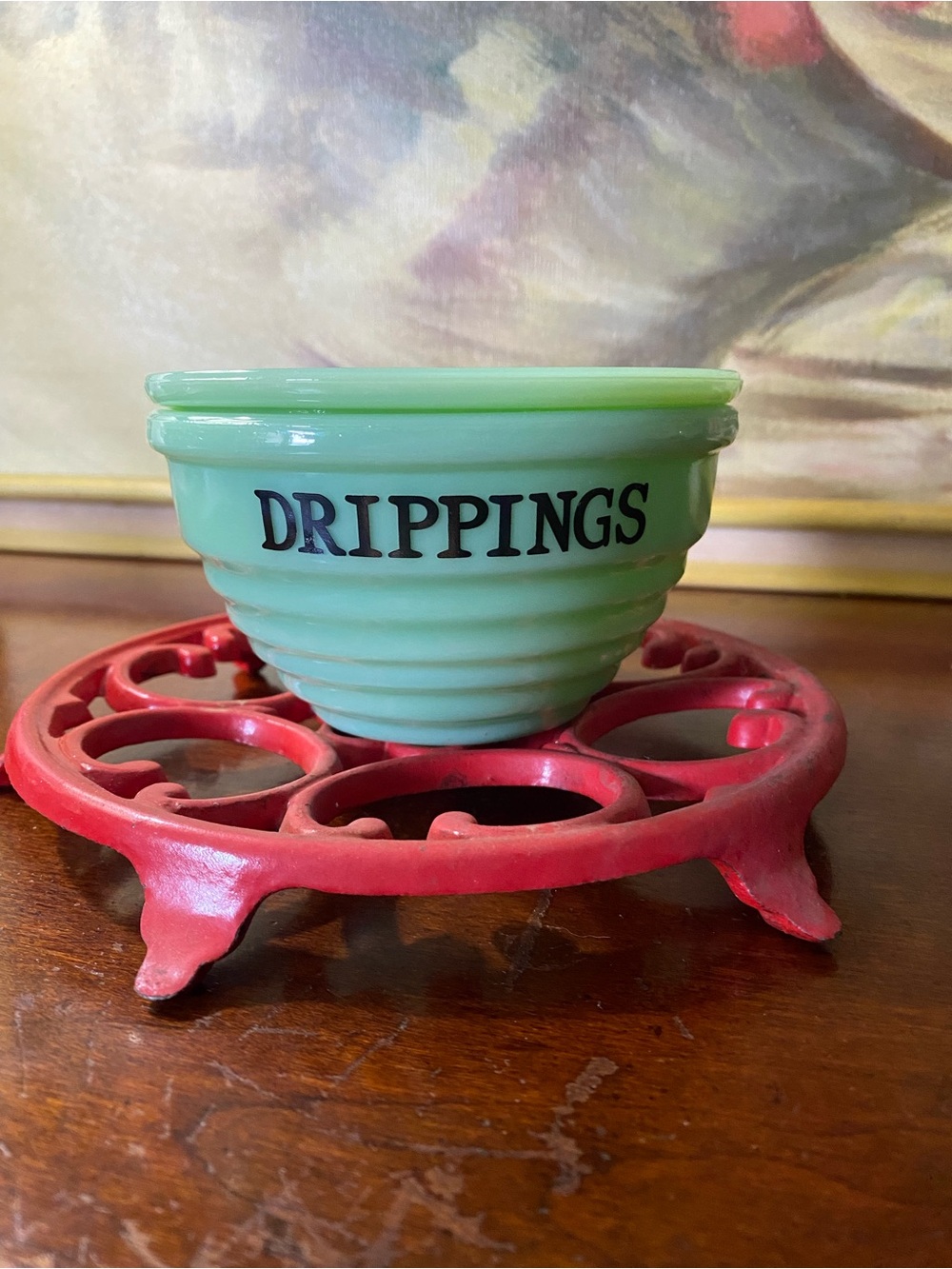 “Beehive” Jadeite Dripping Bowl With Lid